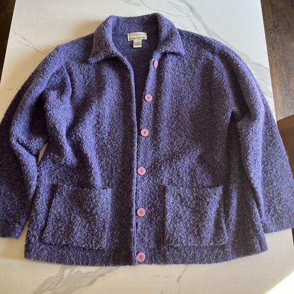 Vintage Knitworks By Marisa Christina Wool Blend Cardigan Sweater Purple Size L - Picture 1 of 12
